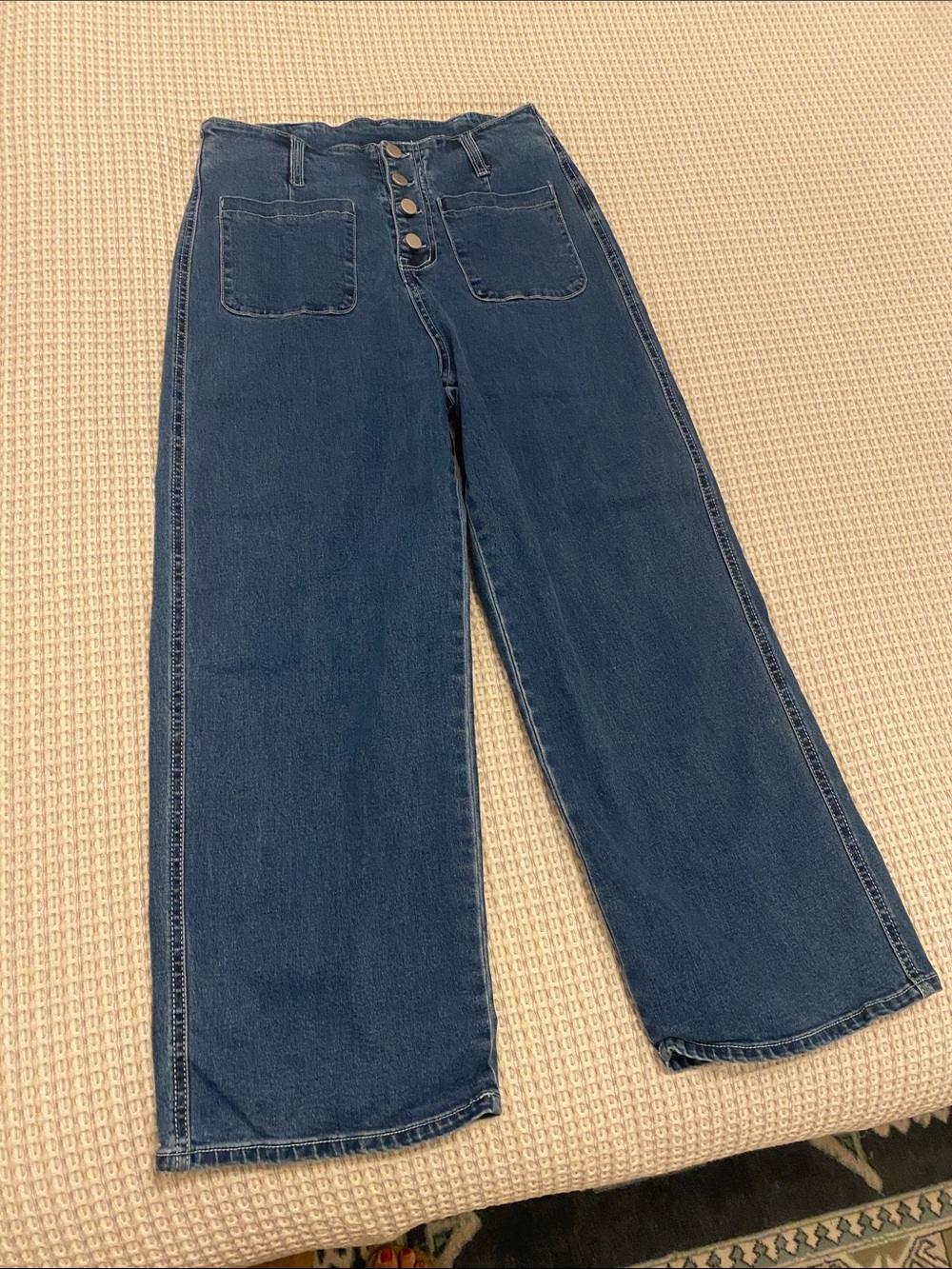 High-Waist Wide-Leg Women’s Jeans - Dark Blue